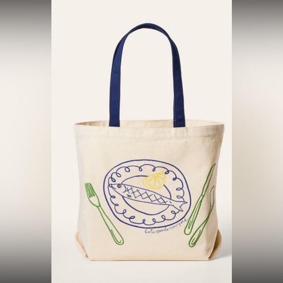 kate spade Handbags - NWT Fish Embroidered canvas tote bag Kate Spade New York X Target Natural